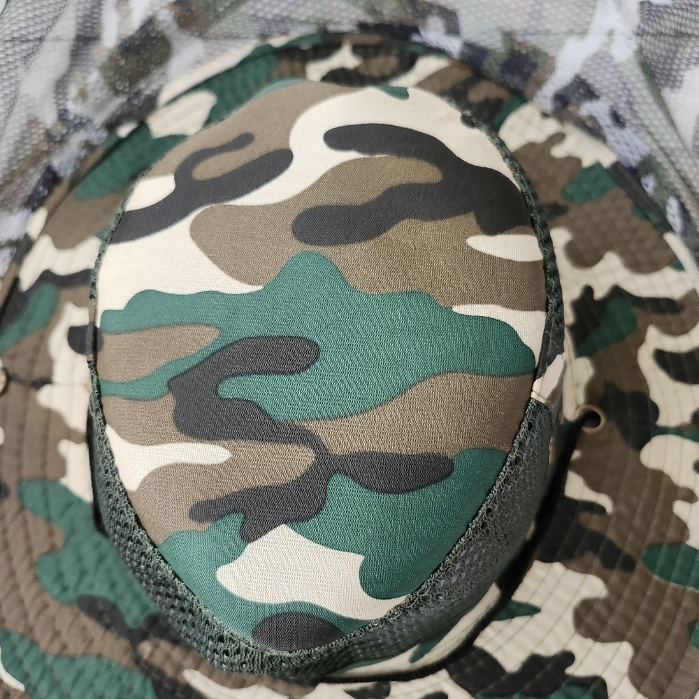 Camouflage Men's Sun Protection Hat w/ Mesh Neck Flap Cover, Wide Brim - Picture 3 of 8
